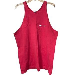 90s Vintage Champion Red Tank Top Script Logo Made in USA Men’s XL